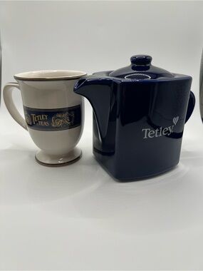 ☕️ Vintage Tetley Tea Teapot & Footed Mug Set